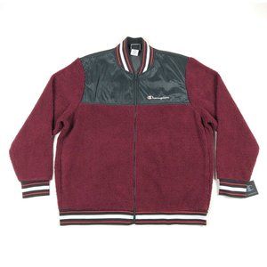 Champion Mens Sherpa Baseball Jacket Mulled Berry